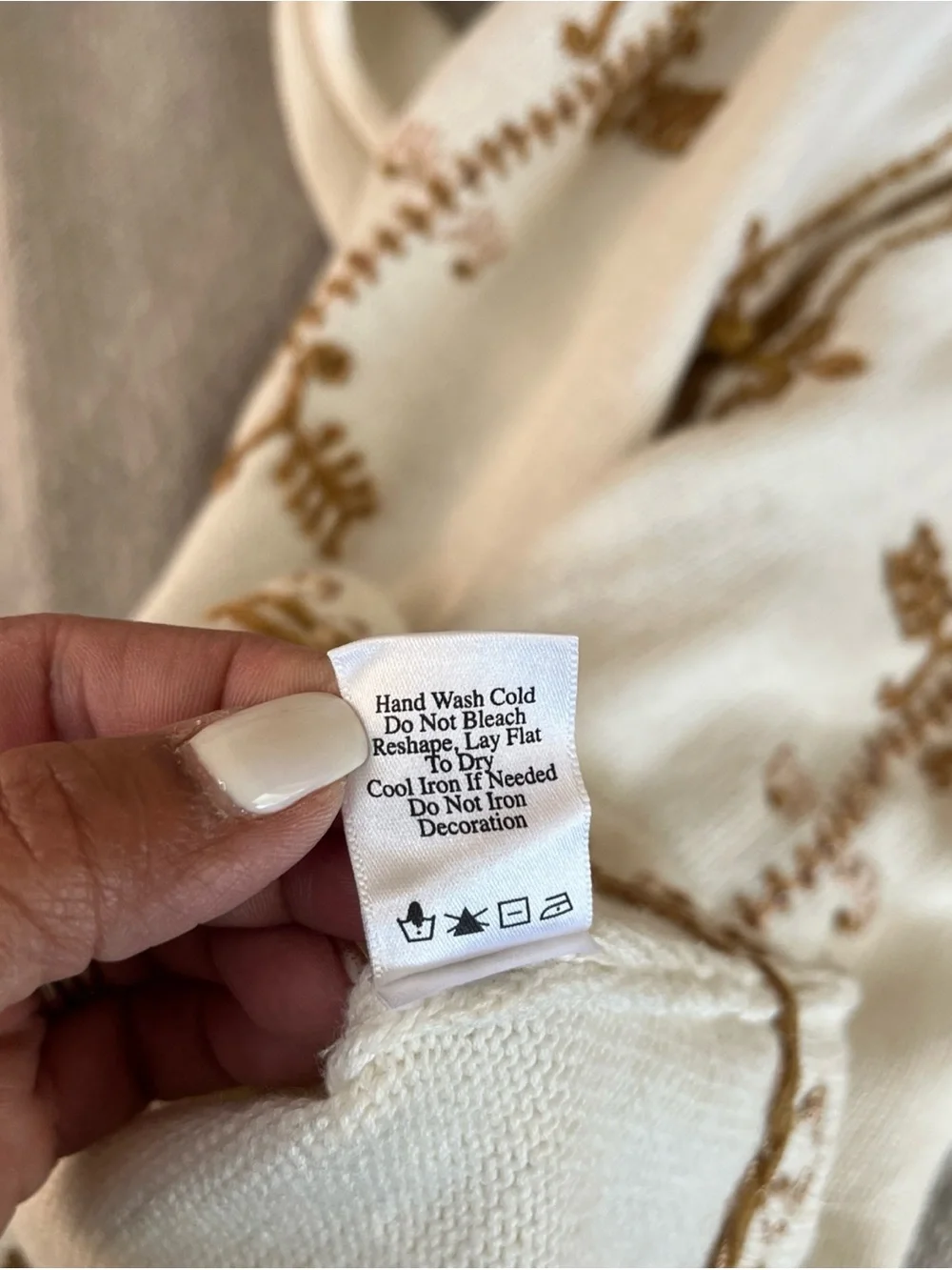 NWT Coldwater Creek Cardigan Embroidered Sz M Cream Gold Boho CottageCore Artsy
